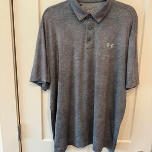 Men's Under Armour Golf Polo Shirt XL‎ Gray Heathered Short Sleeve camo print